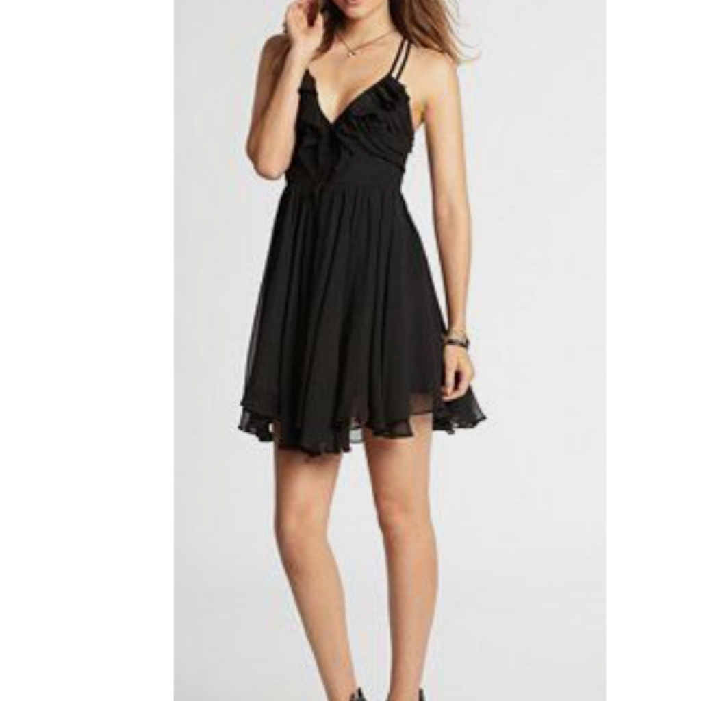 Guess Black Chiffon Dress